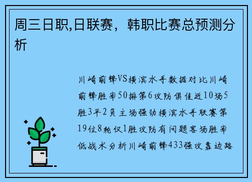 周三日职,日联赛，韩职比赛总预测分析